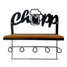 Prateleira Madeira Ferro Chopp Porta Copos Rústica Cozinha