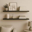 Prateleira Madeira Flutuante Multiuso Kit 2 68x20 Luara Preto L06 - D Rossi