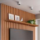 Prateleira MDF decorativa com luzes LED e suporte invisível 1,50m Freijó Madeirado TB184L Pradel Móveis