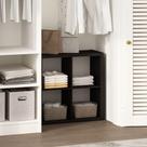 Prateleira organizadora de armazenamento Furinno Cubic 4-Cube Black Dark Oak