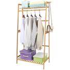 Prateleira para pendurar roupas de bambu Ufine de 2 camadas com prateleiras de armazenamento