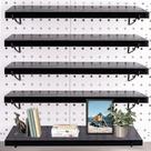 Prateleira Pegboard YUSFKJ Black, pacote com 4 suportes de metal e ganchos