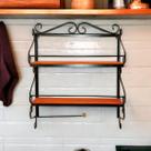 Prateleira Porta Condimentos de Ferro e Madeira Rústica Funcional e Decorativa