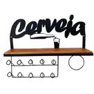Prateleira Porta Copos Cerveja Ferro E Madeira Parede