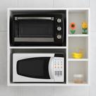 Prateleira Suporte Micro-ondas Aéreo MDF 75x80x35cm Nicho Organizador Parede