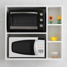 Prateleira Suporte Micro-ondas Aéreo MDF 75x80x35cm Nicho Organizador Parede