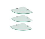 Prateleira Suporte Para Banheiro Lavabo Canto Vidro Incolor 21cm - Kit 03un.
