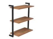 Prateleira Suspensa MDP Amadeirado e Preto D7 Home D-7002 40x55cm