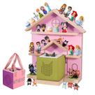 Prateleira Tonie Givilio para armazenamento do Toniebox com casinha de madeira rosa