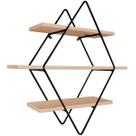 Prateleira Tripla Estante Decorativa Livros Quarto Sala Losan Aço MDF - Preto Jade