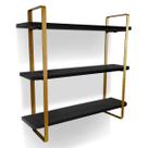 Prateleira Tripla Hone - Dourado/Preto Prateleira Tripla Hone - Dourado/Preto