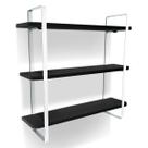 Prateleira Tripla Nicho Hone Modelo Industrial Decoração Casa 60x15 Branca/Preto