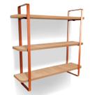 Prateleira Tripla Nicho Hone Modelo Industrial Decoração Casa 60x15 Cobre/Jade