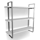 Prateleira Tripla Nicho Hone Modelo Industrial Decoração Casa 60x15 Prata/Branca