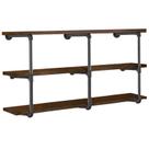 Prateleira: Tubo de ferro industrial HITOMEN, 3 camadas, 28 cm, 12 cm, preto