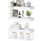 Prateleiras de banheiro QEEIG, montadas na parede, branco flutuante, conjunto de 3