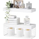 Prateleiras de banheiro QEEIG White Over Toilet com armazenamento de papel higiênico