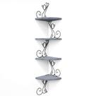 Prateleiras de canto Alsonerbay Wall Mount 4 camadas em forma de gato cinza