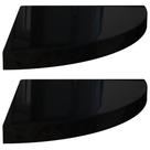 Prateleiras de canto flutuantes vidaXL High Gloss Black, conjunto de 2