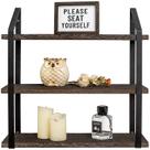 Prateleiras de parede flutuantes Mkono 3 Tier Rustic 43 cm de madeira com suporte