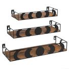 Prateleiras de parede flutuantes PHAREGE Moon Phase Set de 3 pretos/marrons