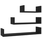 Prateleiras de parede VidaXL Engineered Wood Black Set 3