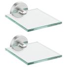 Prateleiras de vidro flutuantes JQK escovadas de 10 x 10 cm para montagem em parede, pacote com 2