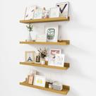 Prateleiras flutuantes Acovy Picture Ledge Shelf, conjunto de 4 em madeira
