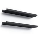 Prateleiras flutuantes Boswillon Long Black 60cm, conjunto de 2