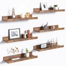 Prateleiras flutuantes, conjunto simples de armazenamento para decoração de parede, de 6 marrons