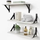 Prateleiras flutuantes Forbena White, conjunto de 3 para decoração de parede