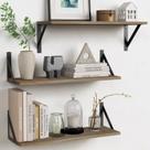 Prateleiras flutuantes Forbena Wood Wall, 60 cm de comprimento, conjunto de 3 naturais