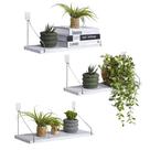 Prateleiras flutuantes MITIME Rustic Solid Wood, conjunto de 3 cinzas/brancas