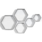 Prateleiras flutuantes PHOENANCEE Hexagon Wood, conjunto de 5, cinza vintage