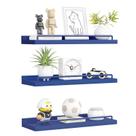 Prateleiras flutuantes RYOFOBETTO, conjunto de decoração de banheiro de 3 azuis escuros
