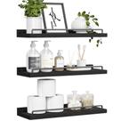 Prateleiras flutuantes RYOFOBETTO para decoração de parede, banheiro preto (conjunto de 3)