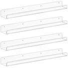 Prateleiras flutuantes Weiai Clear Acrylic 60cm, conjunto de 4 Prateleiras flutuantes Weiai Clear Acrylic 60cm, conjunto de 4