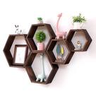Prateleiras flutuantes WonFully Hexagon Wood Driftwood Finish