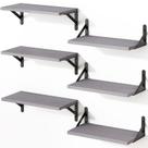 Prateleiras flutuantes YGEOMER 42 cm Wall Farmhouse Grey, conjunto de 6
