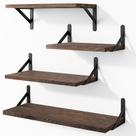 Prateleiras flutuantes YGEOMER Dark Carbonized Brown (conjunto de 4)