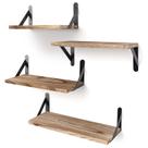 Prateleiras flutuantes YGEOMER Rustic Wood 4 conjuntos montados na parede Prateleiras flutuantes YGEOMER Rustic Wood 4 conjuntos montados na parede