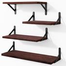 Prateleiras flutuantes YGEOMER Walnut Red Brown para parede (conjunto de 4)