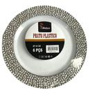 Pratinho borda Perolado Prata Luxo Acrílico 19cm-kit 6un Pratinho borda Perolado Prata Luxo Acrílico 19cm-kit 6un