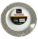 Pratinho borda Perolado Prata Luxo Acrílico 19cm-kit 6un Pratinho borda Perolado Prata Luxo Acrílico 19cm-kit 6un