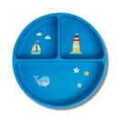 Pratinho de silicone c/ ventosa e divisória ursinho navy azul - bup baby