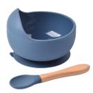 Pratinho De Silicone Com Ventosa E Colher Treinamento Bebê