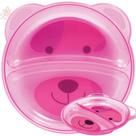 Pratinho Infantil Com Divisória Urso Rosa Menina Buba Baby Pratinho Infantil Com Divisória Urso Rosa Menina Buba Baby