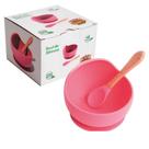 Pratinho rosa de Silicone Bowl Papinha P/Bebê tigela c/ ventosa