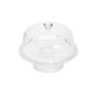 Prato 31 cm para bolo de cristal transparente com pé e tampa Pearl Wolff - 30135