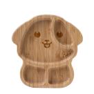 Prato Alimentação Refeição Introdução Infantil Bambu com Ventosa de Silicone e Divisória Cãozinho Pet Piá